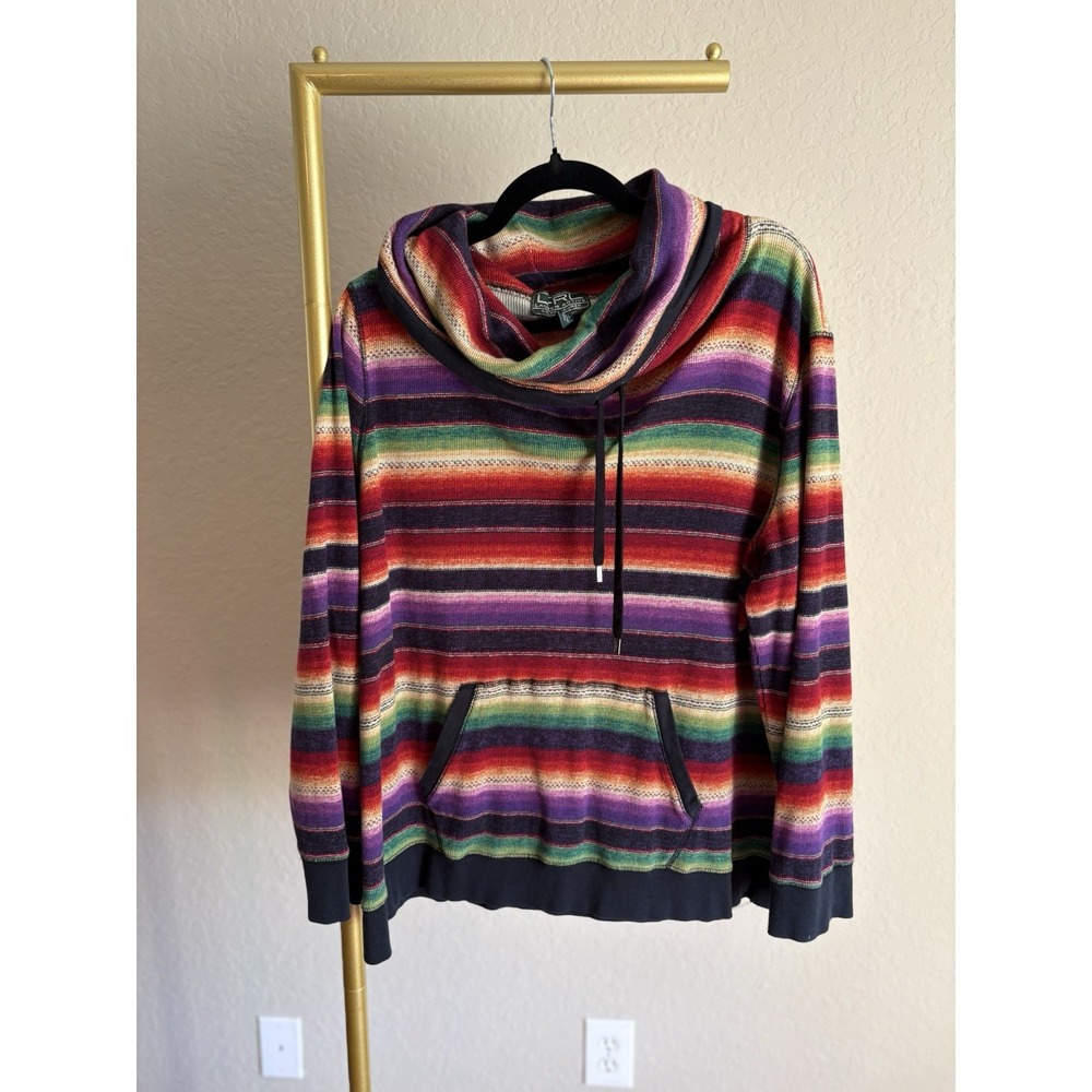 Lauren Ralph Lauren Women's Serape Stripe Thermal Hoodie Size 3X Southwestern